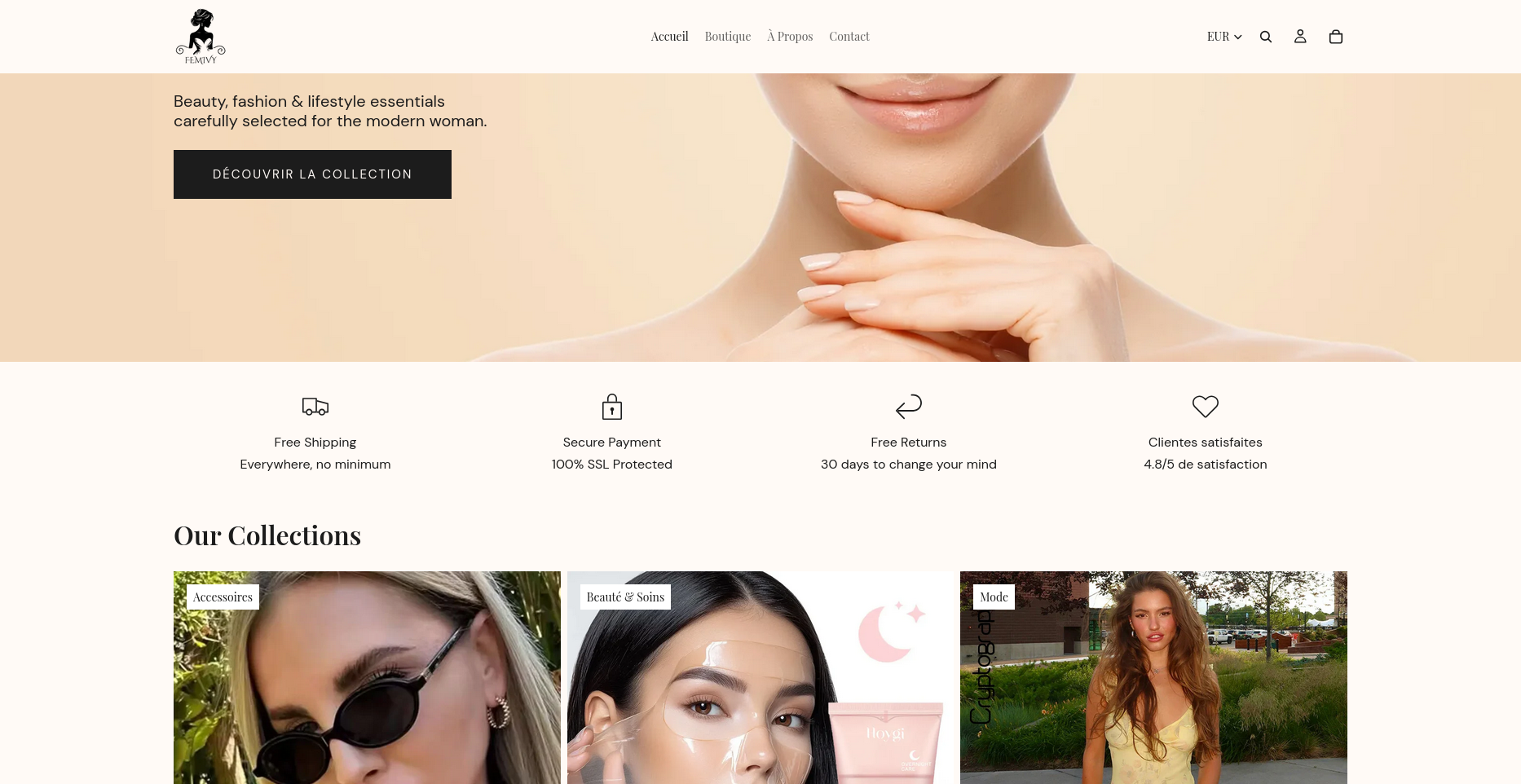 Femivy — متجر إلكتروني لمنتجات النساء، تصميم وتطوير maw9i3